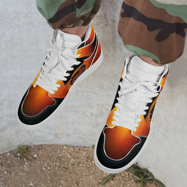 Dark Burning Rose High-Top Leather Sneakers(236)