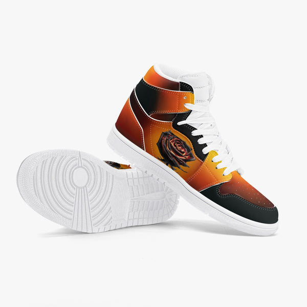 Dark Burning Rose High-Top Leather Sneakers(236)