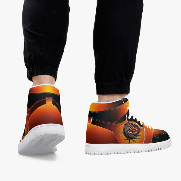 Dark Burning Rose High-Top Leather Sneakers(236)