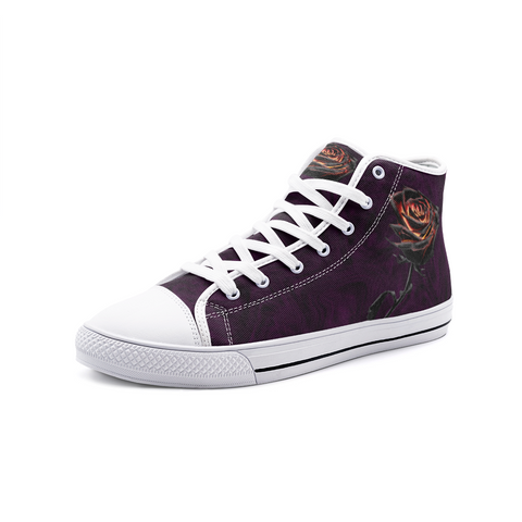 Burning Rose Unisex High Top Canvas Shoes