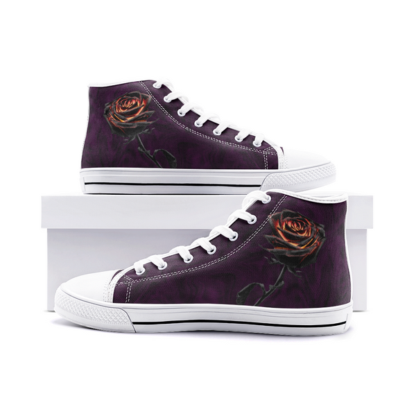 Burning Rose Unisex High Top Canvas Shoes