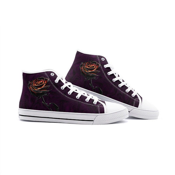 Burning Rose Unisex High Top Canvas Shoes
