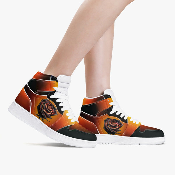 Dark Burning Rose High-Top Leather Sneakers(236)