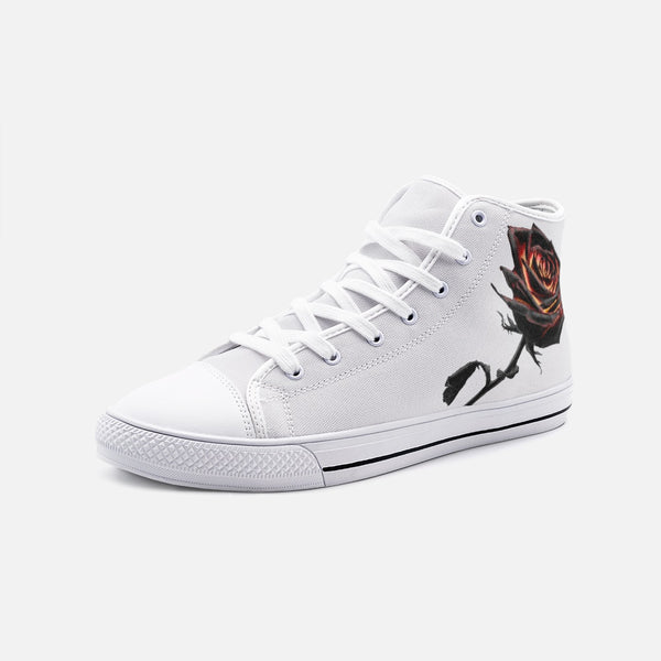 Burning Rose Unisex High Top Canvas Shoes