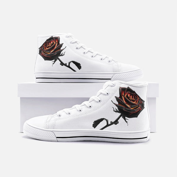 Burning Rose Unisex High Top Canvas Shoes
