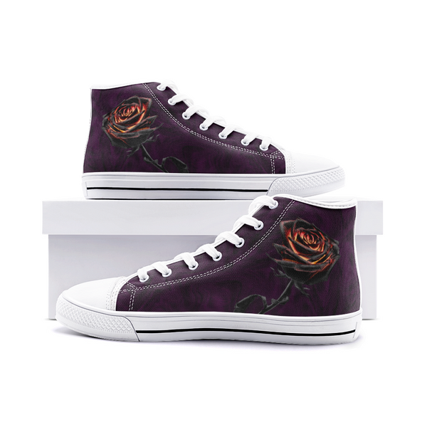 Burning Rose Unisex High Top Canvas Shoes